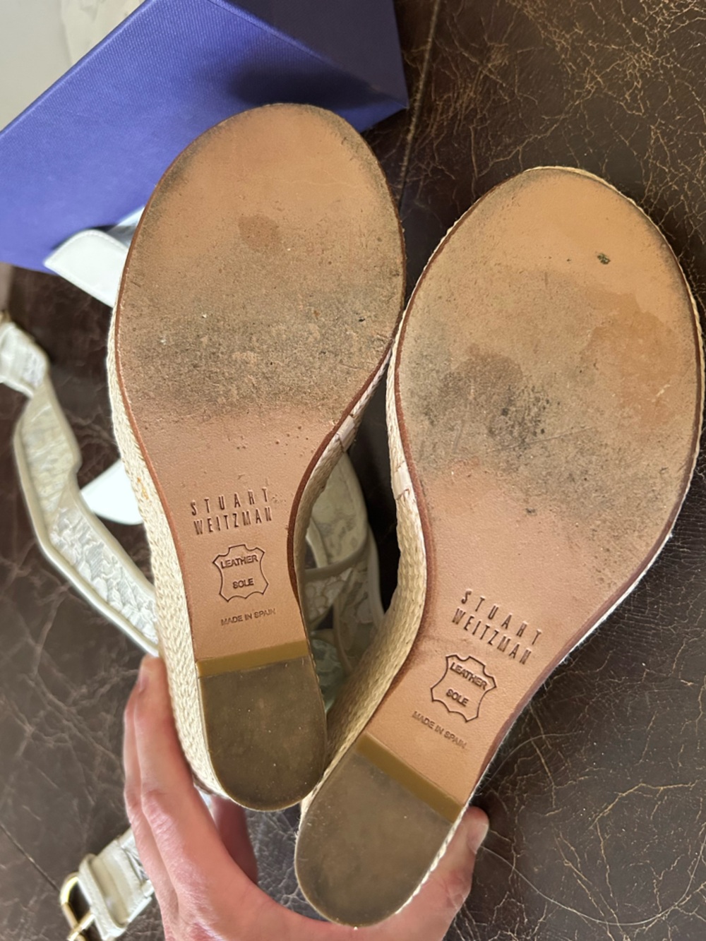 Stuart Weitzman Cream Lace Espadrille Wedge Sandals - Picture 11 of 12